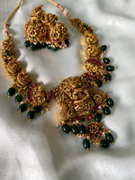 Lakshmi Green beads kemp Necklace with Jhumkas