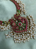 Pure Kemp Brass Jadau Rice Pearl Necklace