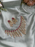 Simple Layered Ruby Pearl Necklace with Earrings