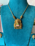 Affordable Meenakari Temple Lotus Lakshmi Long Chain with Earrings