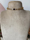 Simple AD Flower Choker with Earrings in 5 Colors (Price for Each)