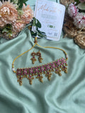 Pure Kemp Brass Flower Choker with Earrings