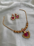 Gold Polish Pendant Necklace with Earrings in two colors (Price for Each)