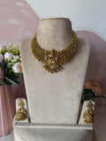 Lakshmi Cluster Golden Pearl Necklace with Jhumkas
