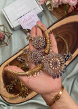 AD Purple Peacock Hasli Necklace with Balis