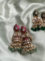 Pure kemp Mossanite Pearl Beads Jhumkas