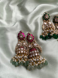 Pure kemp Mossanite Pearl Beads Jhumkas