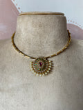 Pearl Kemp Pendant Hasli Necklace with Earrings
