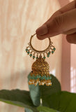 Antique Loop Green Beads Jhumkas