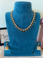 Ruby Green Necklace with Jhumkas