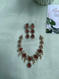 Victorian polish leaf necklace with earrings in 3 colours