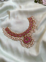 Pure kemp Jadau Half Moon Pearl Necklace