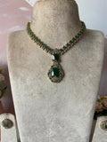 AD Droplet Pendant Necklace with Studs