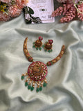 Non Idol Peacock Hasli Necklace with Jhumkas