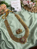Detachable 3 in 1 Pendant with Lakshmi Long Haram & Earrings