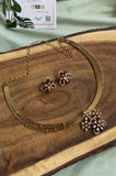 AD Floral Pendant Hasli Necklace with Earrings in Two Colors (Price for Each)