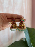 Kemp Elephant Ruby Green Jhumkas
