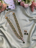 Flower Pendant Long Pearl Mala with Earringsin 3 Colors (Price for Each)