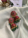 Pure kemp Jadau Flower Jhumkas