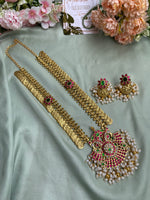 Pure Kemp Brass Coin Long Haram with Jhumkas