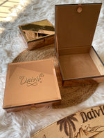 High Quality Rosegold Mirror Openable Box with Suede Fabric Inside and Daivik Gold Plating (8"x8"x2")