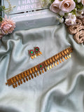 Ruby Green Floral Elakkathali Choker with Studs