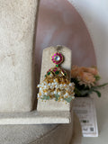 Pure Kemp Brass Peacock Pearl Choker with Jhumkas