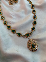 Jyothika Mam Inspired AD Green Pendant Necklace (Prices for Short, Long and Combo)