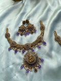 Hasli Lakshmi Pendant Necklace with Earrings in two Colors (Price for Each)