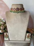 Pure Kemp Brass Circle Peacock Choker with Earrings
