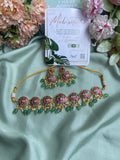 Pure Kemp Brass Circle Peacock Choker with Earrings