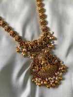 Single Line Antique AD Lakshmi Peacock Haram with Earrings