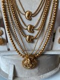 Rashmika Mandanna Inspired Antique Bridal Short and Long layered Necklace with Jhumkas