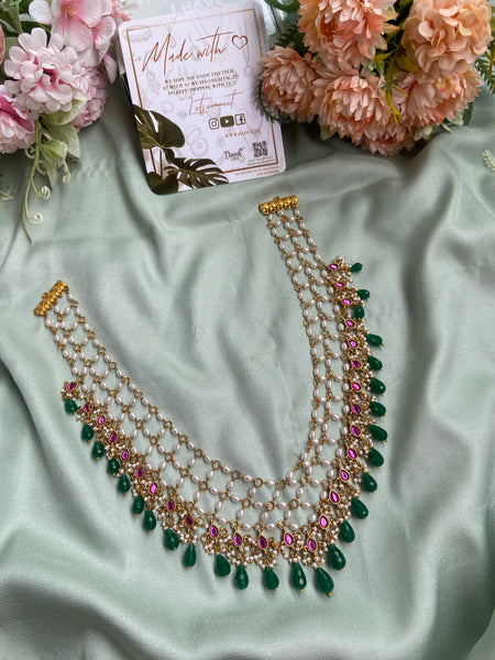 Kemp Pearl Ruby Green Necklace