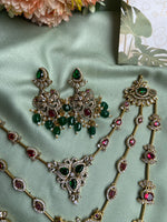 AD Three Line Pipe Necklace with Earrings in Two Styles (Price for Each)
