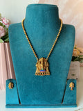 Affordable Meenakari Balaji and Lakshmi Long Beaded Chain with Earrings