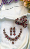 Victorian Ruby Necklace, Bangles and Earrings Combo