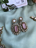 Moissanite Hasli Pendant Necklace with Earrings in 5 Colors