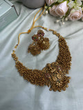 Lakshmi Cluster Golden Pearl Necklace with Jhumkas