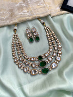 Small version of Layered Victorian Mossanite Necklace with Earrings