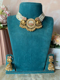 White Pearl Kundan Stone Elephant Necklace with Jhumkas