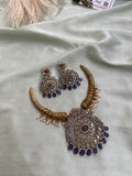 AD Purple Peacock Hasli Necklace with Balis