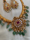Antique Ruby Green Necklace with Balis