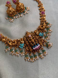 Balaji and Lakshmi Meenakari Necklace with Jhumkas