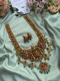 The “Ayodhya Ram-Parivar” Meenakari Long Haram with Jhumkas
