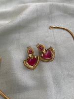 Gold Polish Pendant Necklace with Earrings in two colors (Price for Each)