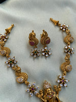 AD Lakshmi and Peacock 3D Necklace with Earrings in two Colors