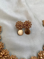 Flower Lakshmi Coin Necklace with Earrings