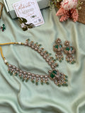 AD Green Peacock Pendant Long Necklace with Earrings