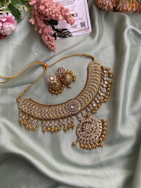 Janhvi Kapoor Inspired Pure Kemp Brass Jadau Choker with Earrings
